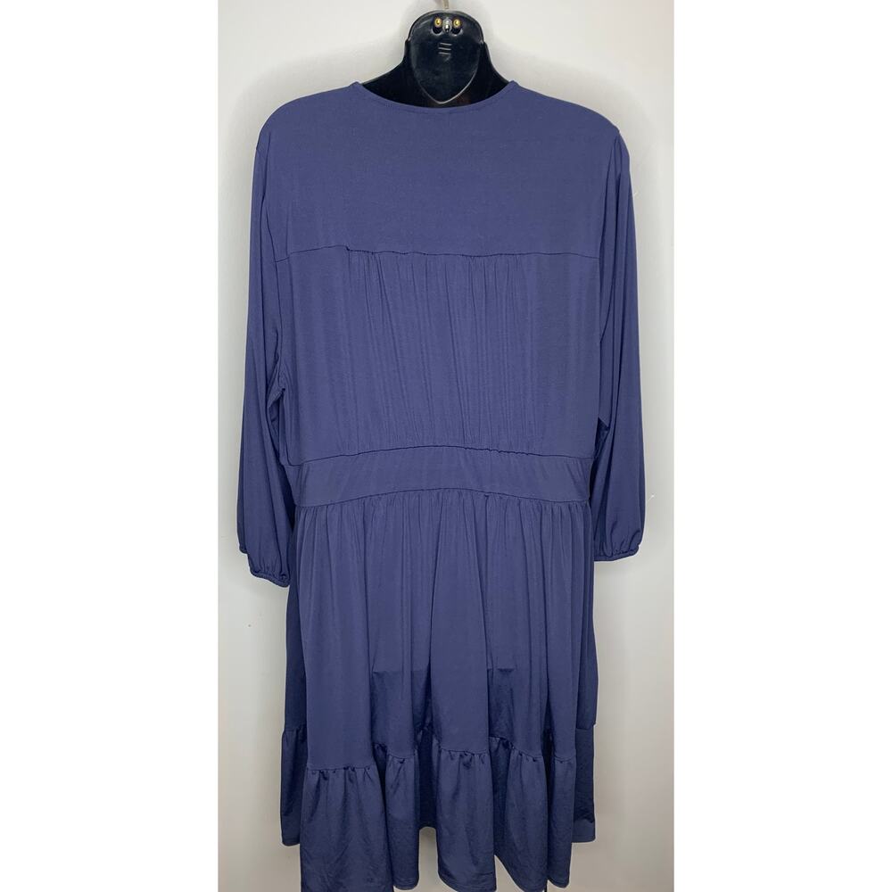 Torrid Women's Navy Blue Size 2X V-Neck Mid Length 3/4 Sleeve Dress - Picture 4 of 8